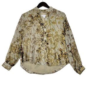 Coldwater Creek Shirt Womens PS‎ 6-8 Olive Green Long Sleeve Button Up Shirt